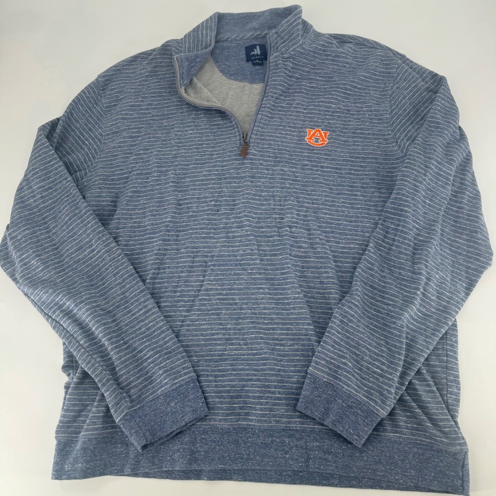 Johnnie-O Auburn Tigers Mens XL Blue Striped Quarter Zip Pullover Sweater